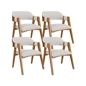 Kit 04 Cadeiras para Sala de Jantar e Estar Living Estofada Suran L02 Bouclê Cru - Lyam