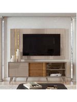 Conjunto Chronos Rack 2 Portas Com Painel Fendi/naturale Com Rack E Painel