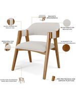 Kit 04 Cadeiras para Sala de Jantar e Estar Living Estofada Suran L02 Bouclê Cru - Lyam