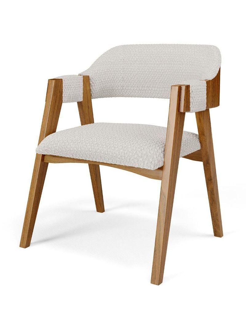 Kit 04 Cadeiras para Sala de Jantar e Estar Living Estofada Suran L02 Bouclê Cru - Lyam