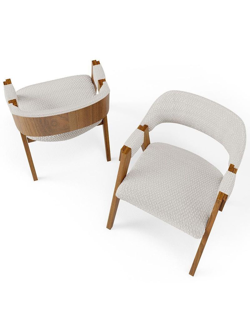 Kit 04 Cadeiras para Sala de Jantar e Estar Living Estofada Suran L02 Bouclê Cru - Lyam