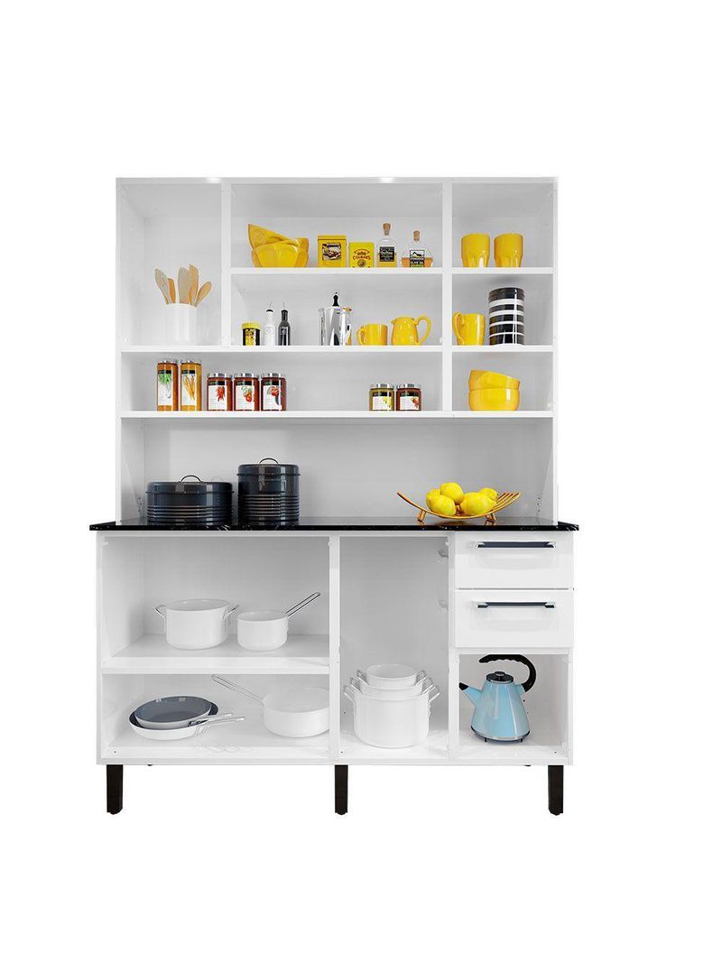 Kit Cozinha Florença 140cm com 8 Portas e 2 Gavetas Branco | Itatiaia