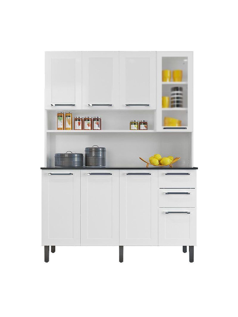 Kit Cozinha Florença 140cm com 8 Portas e 2 Gavetas Branco | Itatiaia