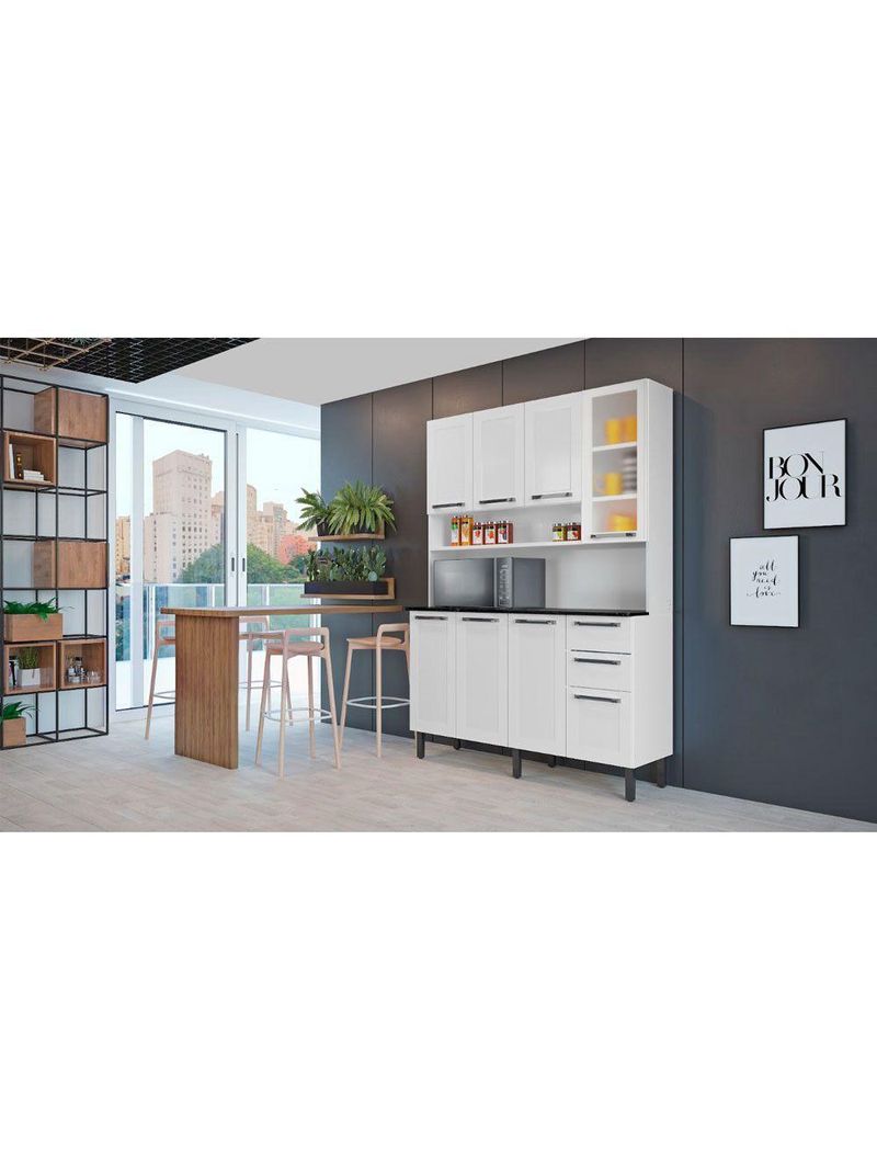 Kit Cozinha Florença 140cm com 8 Portas e 2 Gavetas Branco | Itatiaia