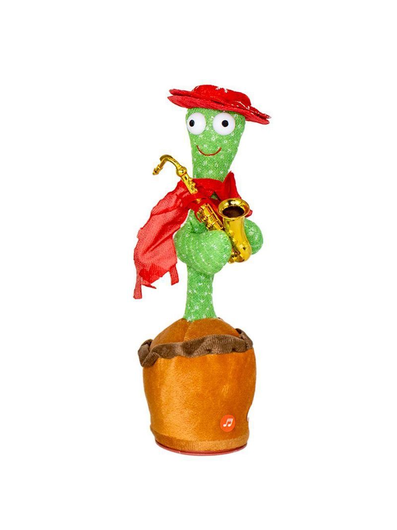 Cacto Dançante Musical Falante Dança Repete Brinquedo Usb Saxofone