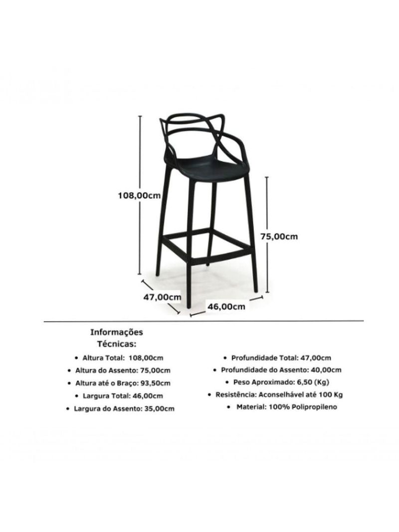 Cadeira Alta Para Balcão Allegra Plastico Resistente