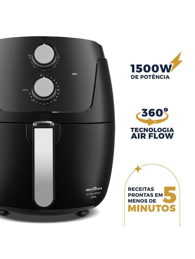 Air Fryer Britânia 4,2L Antiaderente 1500W BFR37 220V