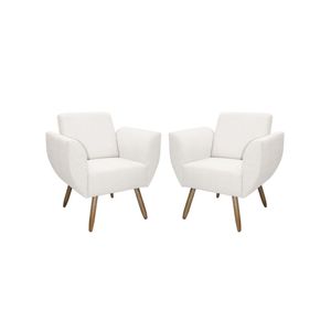 Kit De 2 Poltronas Jolly Cadeira Decorativa Em Tecido Boucle Branco