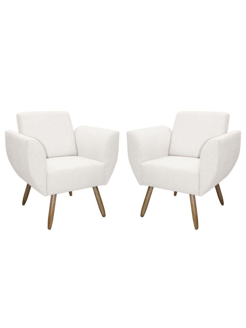 Kit De 2 Poltronas Jolly Cadeira Decorativa Em Tecido Boucle Branco