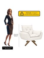 Kit Poltrona E Puff Opala Com Base Em Madeira Tecido Boucle Branco