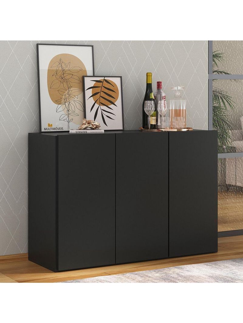 Aparador Buffet 3 Portas Veneza Multimóveis V1007 Preto