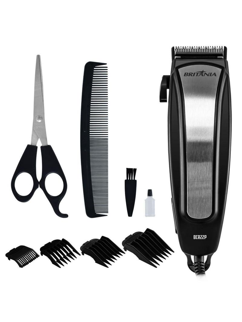 Cortador de Cabelos Britânia BCR22P Inox 9 Acessórios – 220V