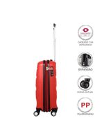Mala de Bordo Pequena Expansível Polipropileno Samsonite Spin Air Cadeado TSA Vermelha - P
