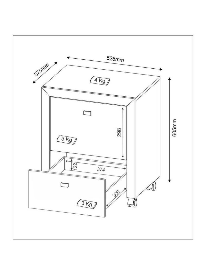 Gaveteiro para Pasta Suspensa Multimóveis CR25022 Rustico