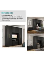 Guarda Roupa Solteiro 6 Portas 2 Gavetas Porto Carraro Preto