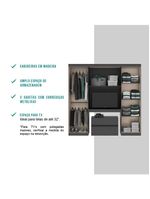 Guarda Roupa Solteiro 6 Portas 2 Gavetas Porto Carraro Preto