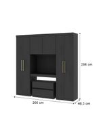 Guarda Roupa Solteiro 6 Portas 2 Gavetas Porto Carraro Preto