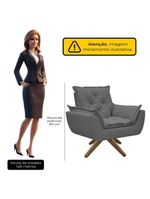 Kit Poltrona E Puff Opala Com Base Em Madeira Tecido Boucle Chumbo