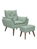 Kit Poltrona E Puff Opala Conforto Pé Trapézio Tecido Boucle Verde