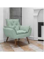 Kit Poltrona E Puff Opala Conforto Pé Trapézio Tecido Boucle Verde