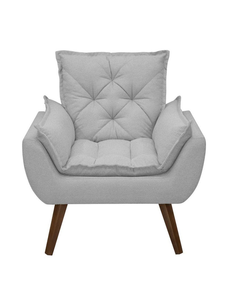 Kit De 2 Poltronas Opala Conforto Tecido Boucle Pés Trapézio Cinza Escuro