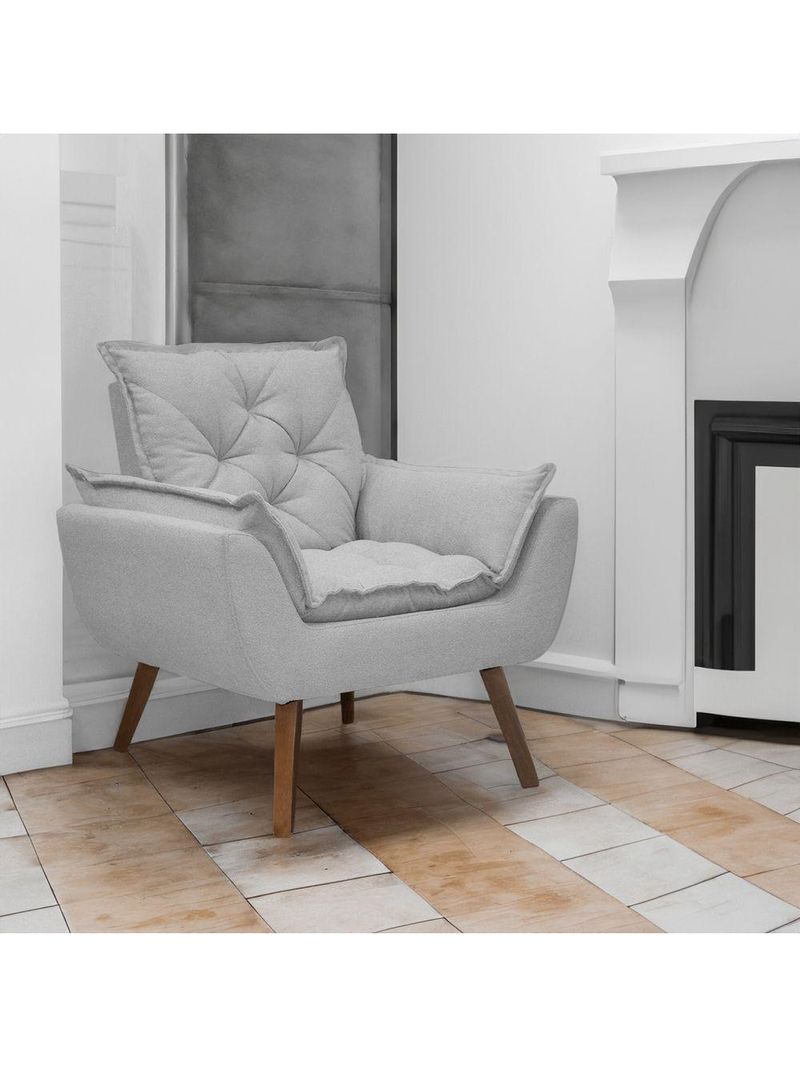 Kit De 2 Poltronas Opala Conforto Tecido Boucle Pés Trapézio Cinza Escuro