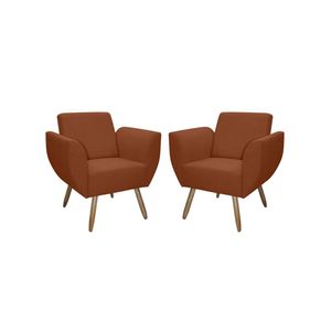 Kit De 2 Poltronas Jolly Cadeira Decorativa Em Tecido Boucle Terracota