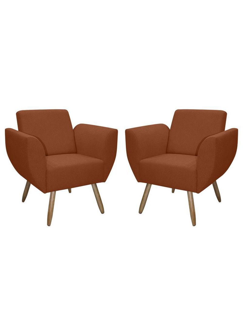 Kit De 2 Poltronas Jolly Cadeira Decorativa Em Tecido Boucle Terracota