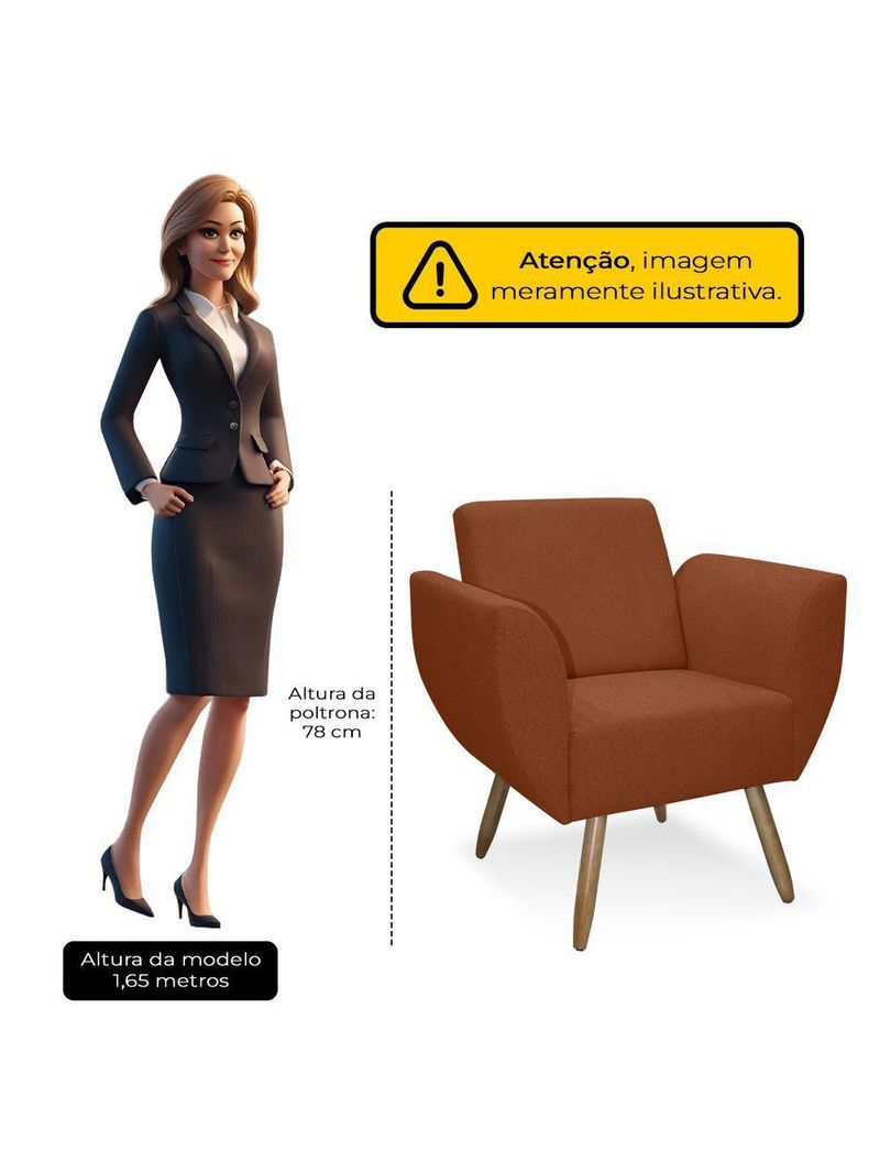 Kit De 2 Poltronas Jolly Cadeira Decorativa Em Tecido Boucle Terracota