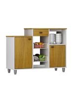 Fruteira de Chão Nora Multiuso Flex 3 Portas 1 Gaveta Mobilihouse Cinamomo com Branco Acetinado