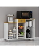 Fruteira de Chão Nora Multiuso Flex 3 Portas 1 Gaveta Mobilihouse Cinamomo com Branco Acetinado