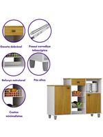 Fruteira de Chão Nora Multiuso Flex 3 Portas 1 Gaveta Mobilihouse Cinamomo com Branco Acetinado