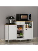 Fruteira de Chão Nora Multiuso Flex 3 Portas 1 Gaveta Mobilihouse Cinamomo com Branco Acetinado