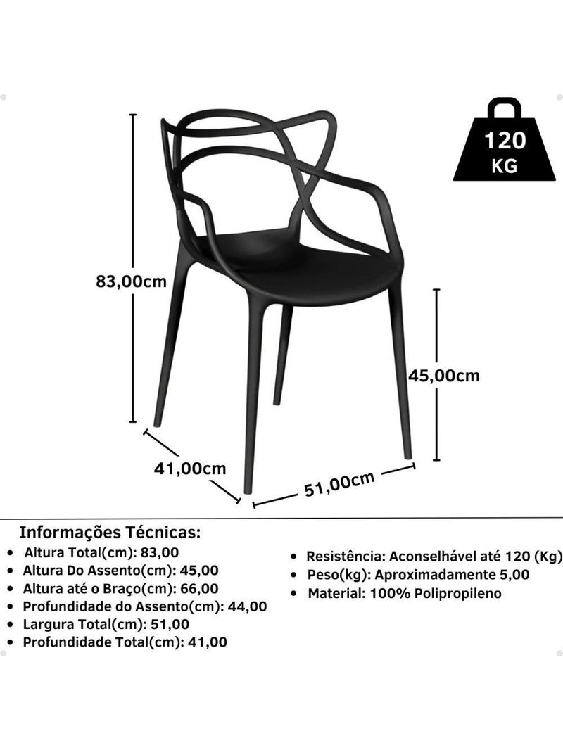 Cadeira De Jantar Allegra Prática Empilhável - Preto