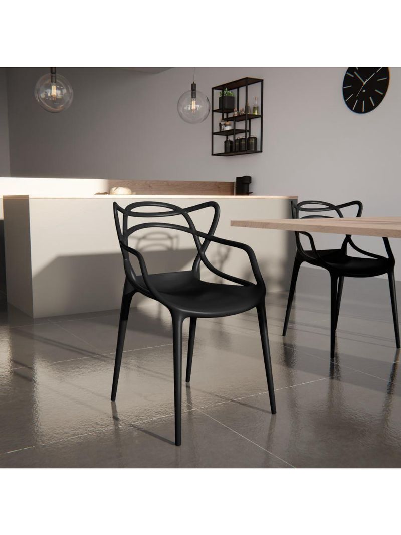 Cadeira De Jantar Allegra Prática Empilhável - Preto