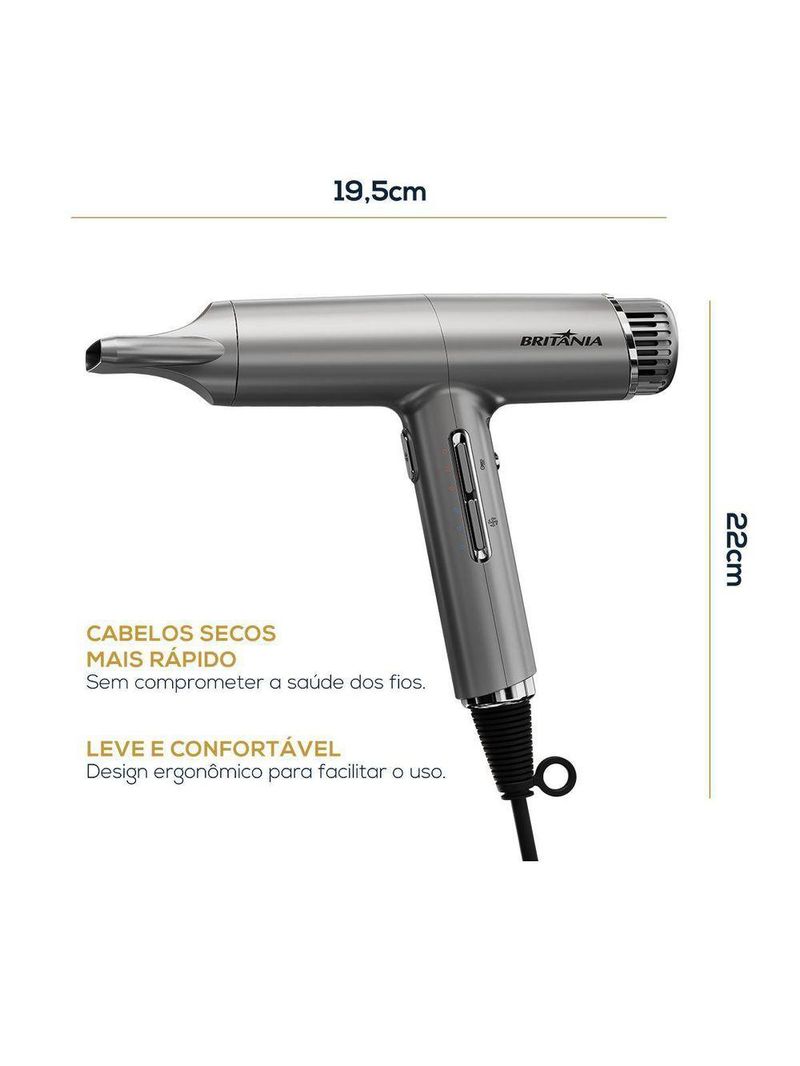 Secador de Cabelos Britânia 1600W Mais Silencioso BSC3400 110V