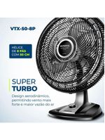 Ventilador De Mesa Mondial Turbo 8 Pás 50cm Vtx-50-8p Vent 50cm-127v-preto/prata