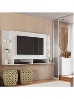 Painel Para 60 Polegadas Com Prateleiras Vidro E Aparador 2 Portas Multimóveis Mp1099 Branco