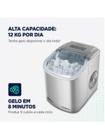 Máquina de Gelo Turbo Ice Premium Mondial MG-12-GI - 220V - Cinza