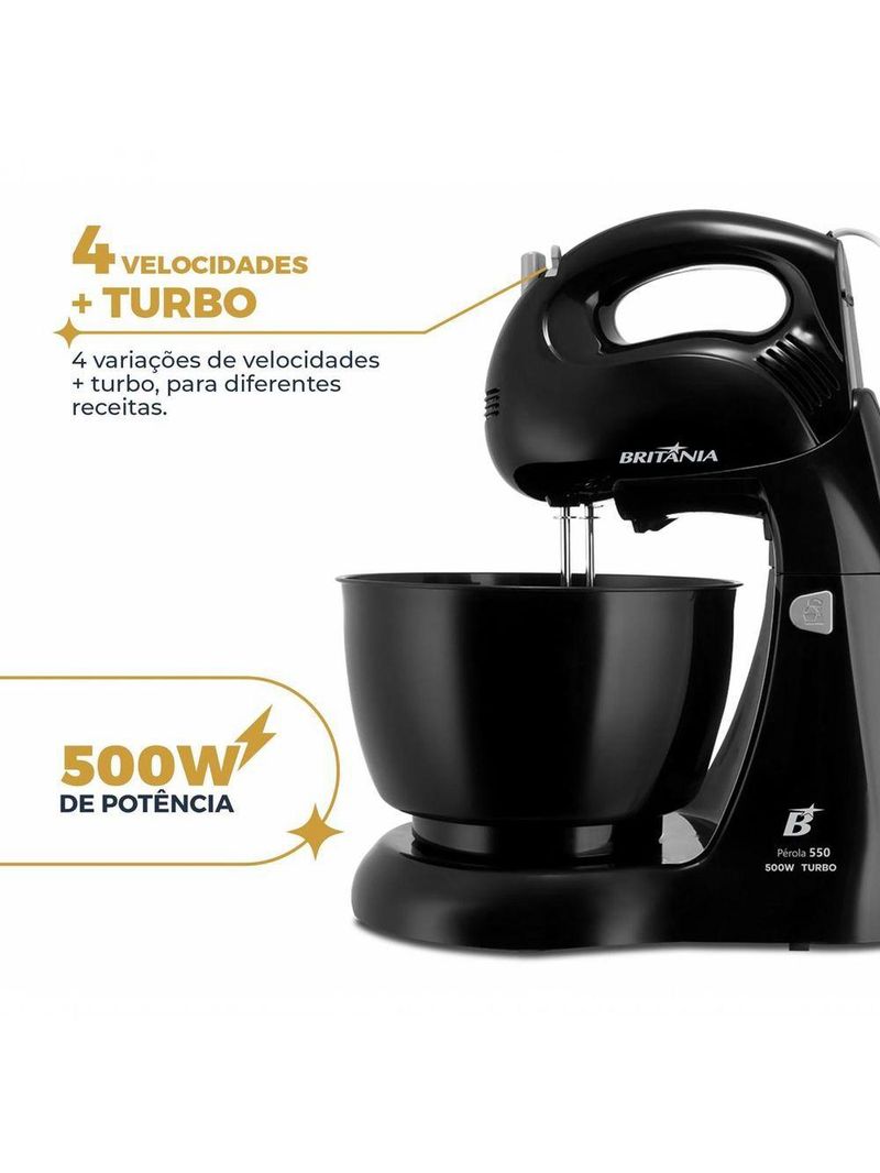 Batedeira Britânia Pérola 550 Turbo Tigela Para 4,3L 500W 220V