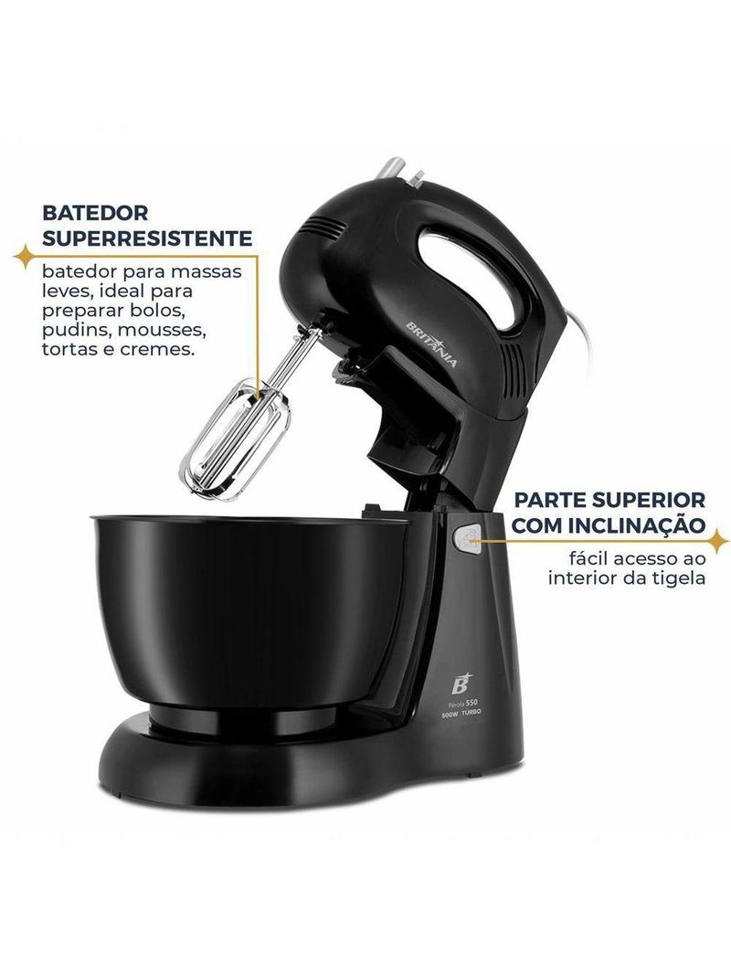 Batedeira Britânia Pérola 550 Turbo Tigela Para 4,3L 500W 220V