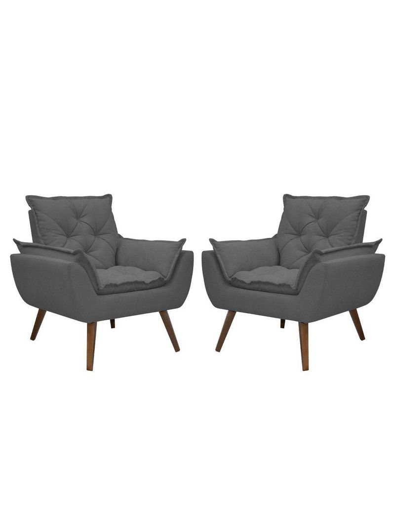 Kit De 2 Poltronas Opala Conforto Tecido Boucle Pés Trapézio Chumbo