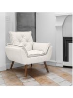 Kit De 2 Poltronas Opala Conforto Tecido Boucle Pés Trapézio Branco