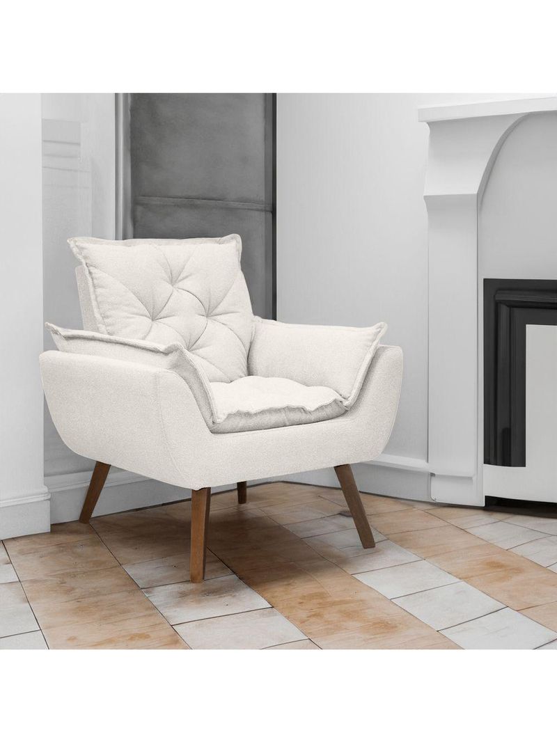 Kit De 2 Poltronas Opala Conforto Tecido Boucle Pés Trapézio Branco