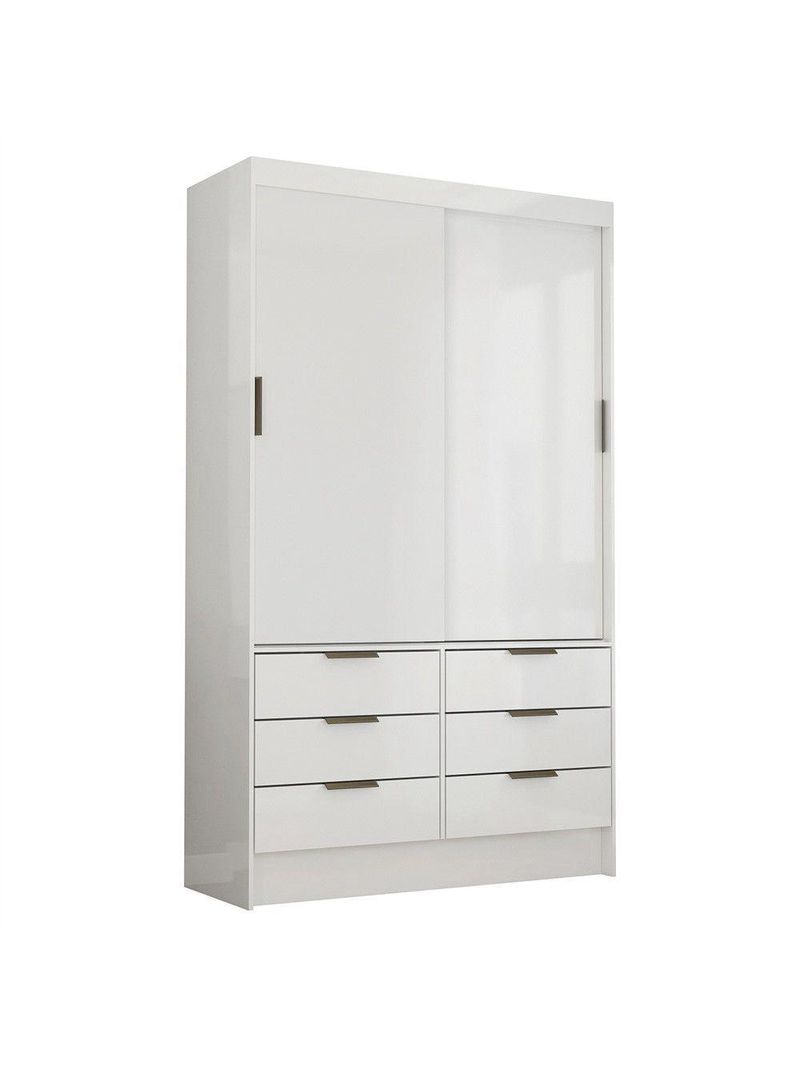 Guarda-Roupa Sevilha 2 Portas de Correr 6 Gavetas Carioca Móveis Branco