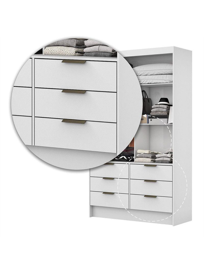 Guarda-Roupa Sevilha 2 Portas de Correr 6 Gavetas Carioca Móveis Branco
