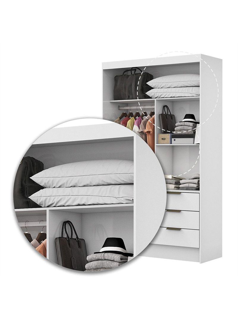 Guarda-Roupa Sevilha 2 Portas de Correr 6 Gavetas Carioca Móveis Branco