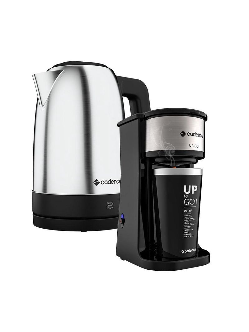 Kit Cafeteira Up To Go e Chaleira Elétrica Pure Inox Cadence - 127V