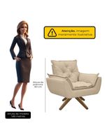 Kit Poltrona E Puff Opala Com Base Em Madeira Tecido Boucle Areia