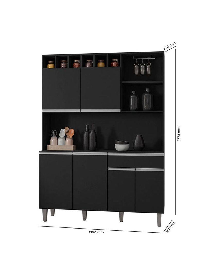 Armário para Cozinha Kit Alice Preto Fosco AJL